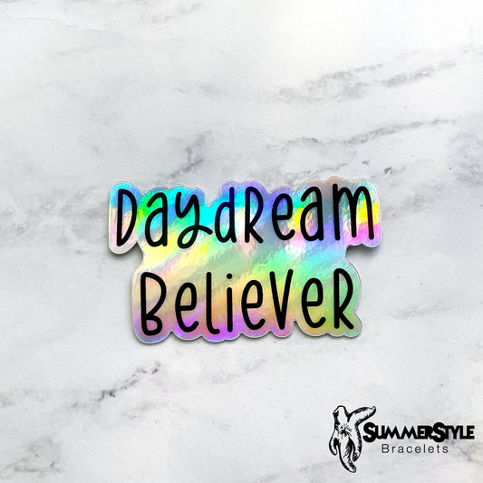 Holographic Daydream Believer Waterproof Sticker, Rainbow Holographic Sticker, Waterproof Decals, Water Bottle Stickers