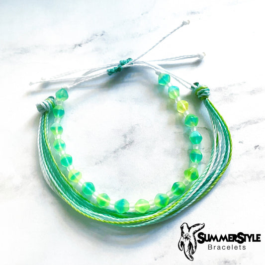 Neon Sea Glass Adjustable Waterproof Bracelet Pack, Sea Glass Bracelet, SummerStyle Bracelets