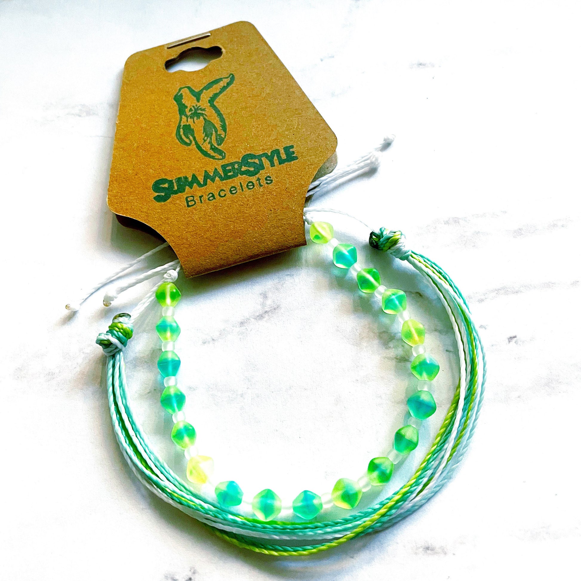 Neon Sea Glass Adjustable Waterproof Bracelet Pack, Sea Glass Bracelet, SummerStyle Bracelets