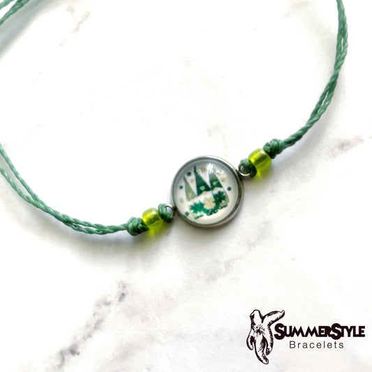 ST PATRICKS DAY Gnome Adjustable Waterproof Bracelet, St Patty’s Day Bracelet, Cabochon Jewelry, SummerStyle Bracelets