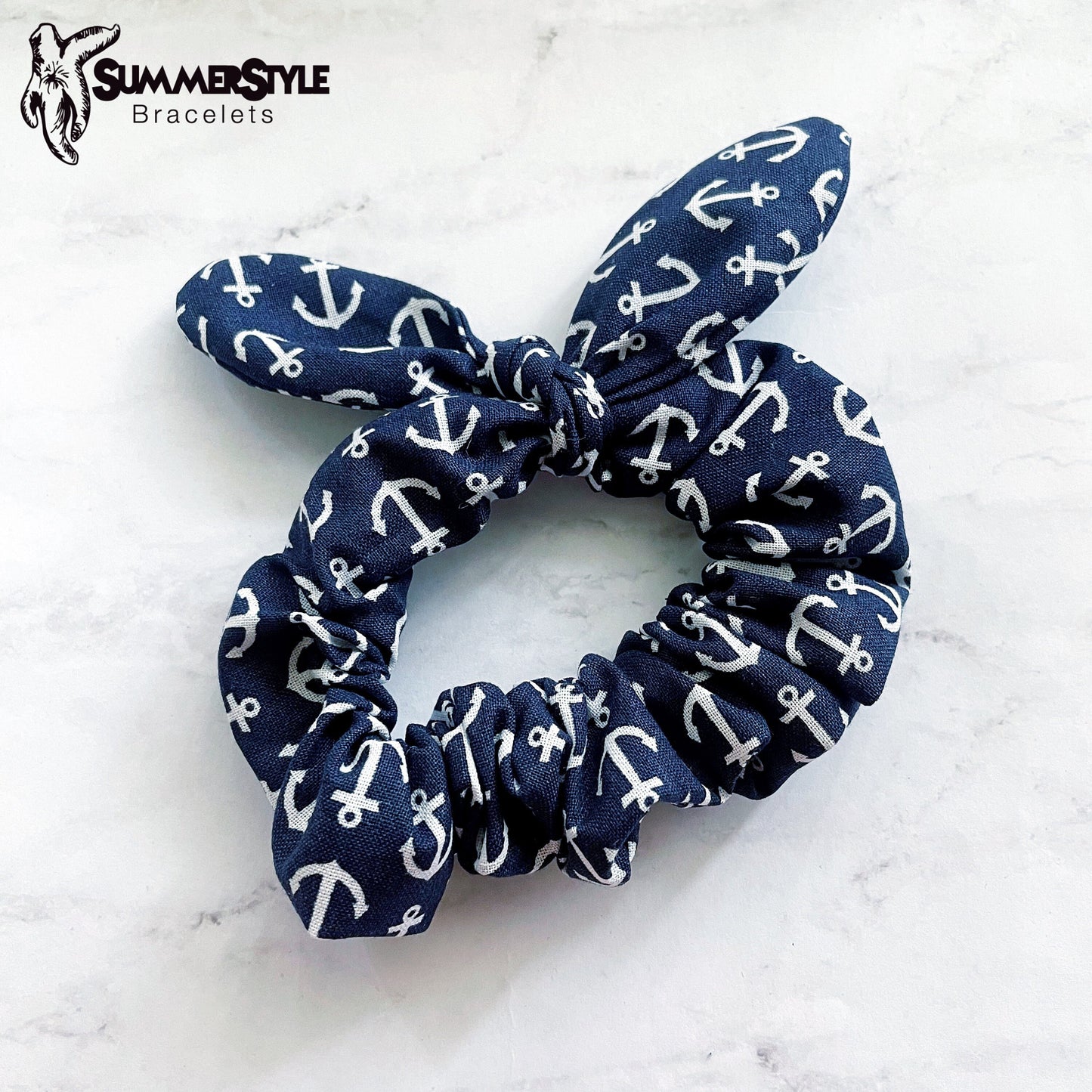 Anchor Scrunchie, Scrunched Bow Hair Tie, Hair Bow, Nautical Gift, Hair Accessories, Bow Hair Tie, SummerStyle Bracelets