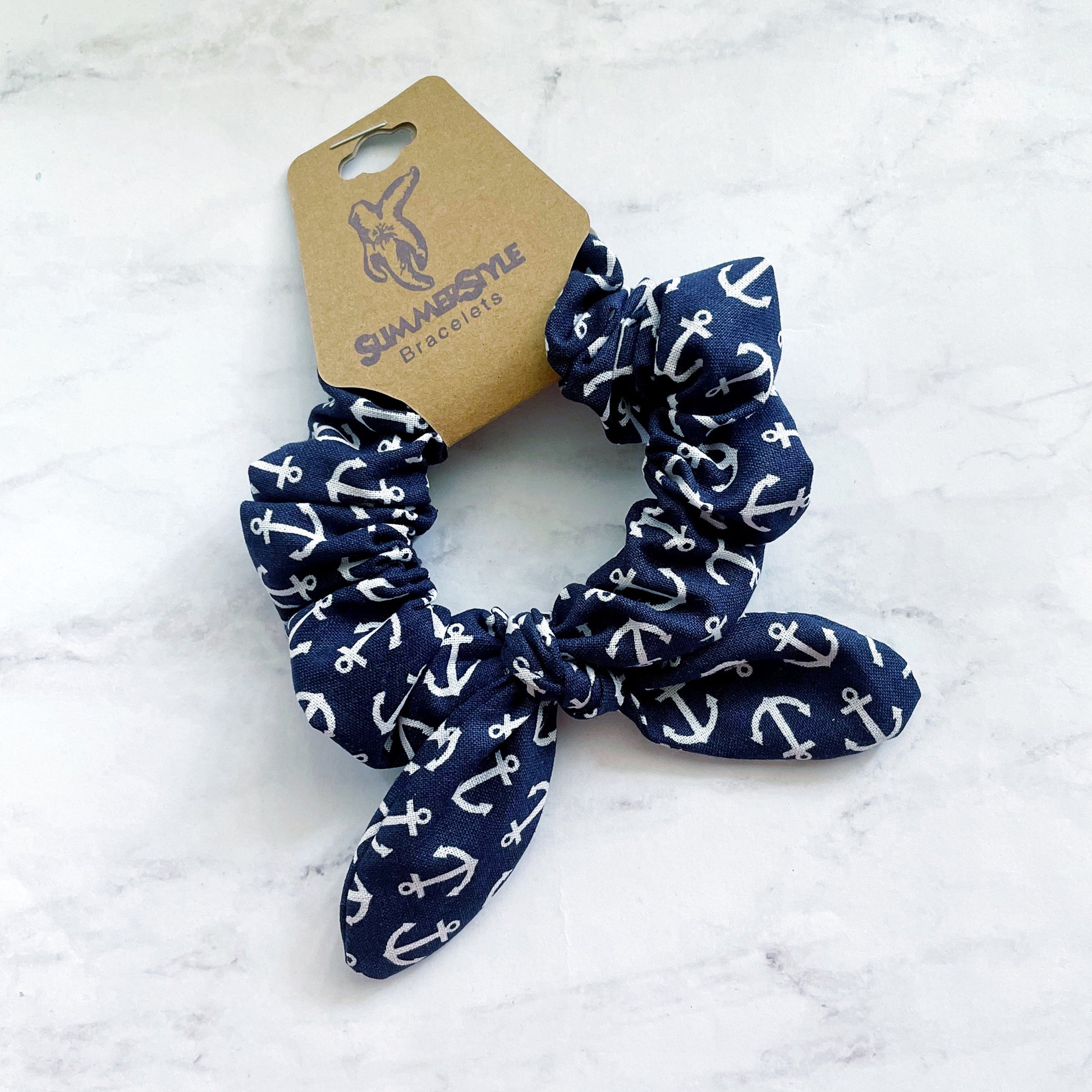 Anchor Scrunchie, Scrunched Bow Hair Tie, Hair Bow, Nautical Gift, Hair Accessories, Bow Hair Tie, SummerStyle Bracelets