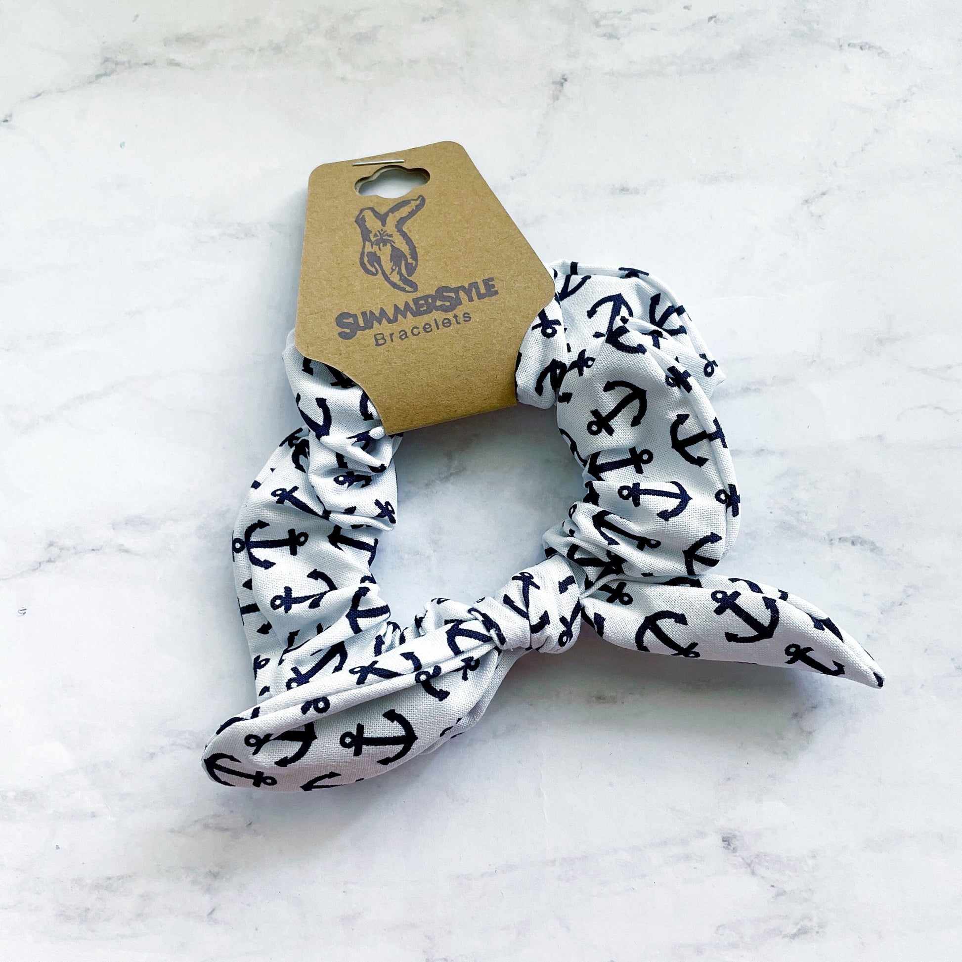 Anchor Scrunchie, Scrunched Bow Hair Tie, Hair Bow, Nautical Gift, Hair Accessories, Bow Hair Tie, SummerStyle Bracelets