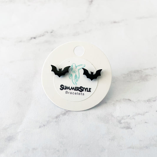 Black Bat Stud  Earrings, Stainless Steel Earrings, Bat Earrings, Halloween Earrings, SummerStyle Bracelets