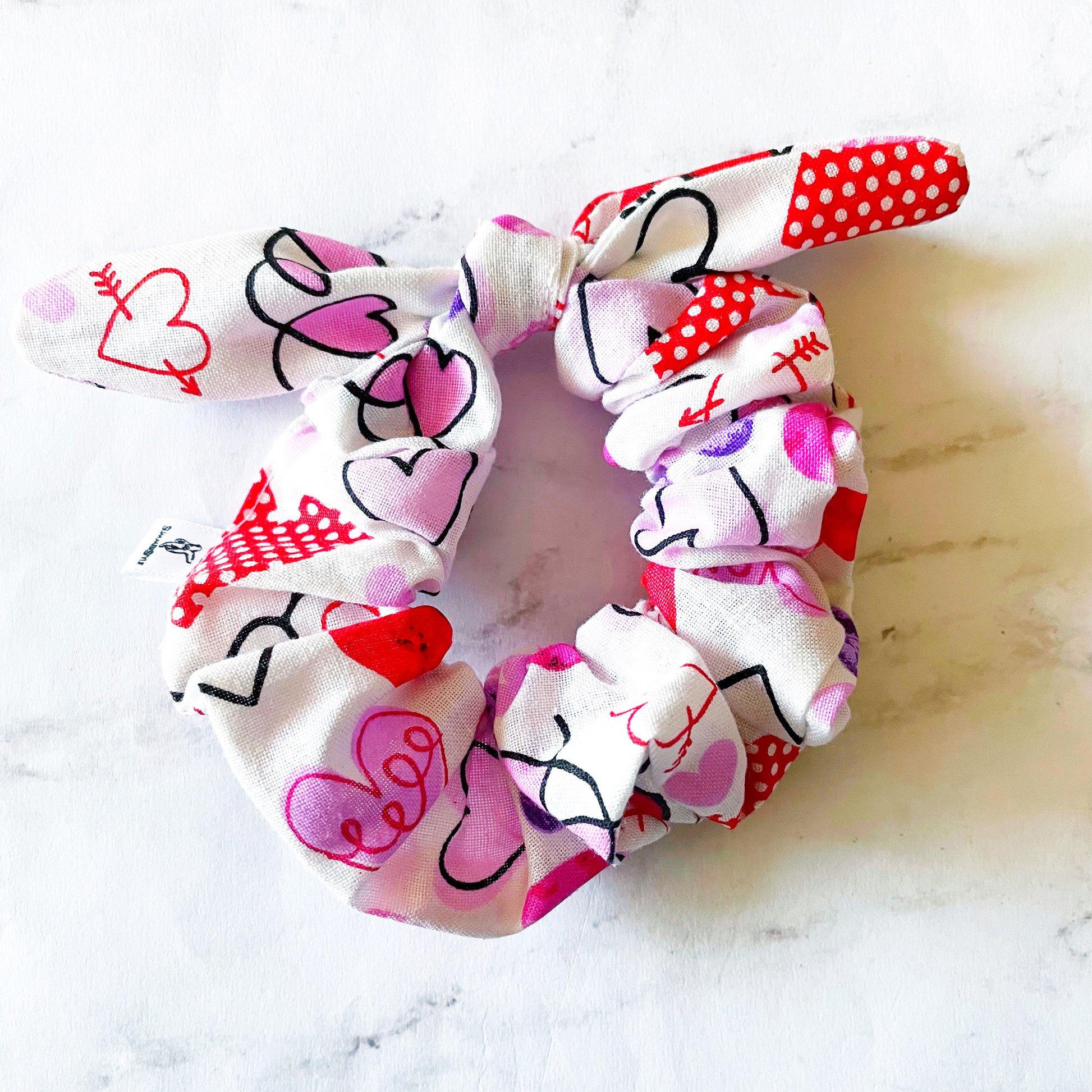 VALENTINE Large Heart Scrunchie, Scrunched Bow Hair Tie, Hair Accessories, Bow Scrunchie, SummerStyle Bracelets