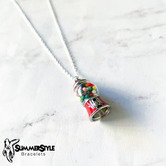 One of a Kind Gum Ball Machine Charm Necklace, Unique Jewelry, Silver Chain Necklace, SummerStyle Bracelets