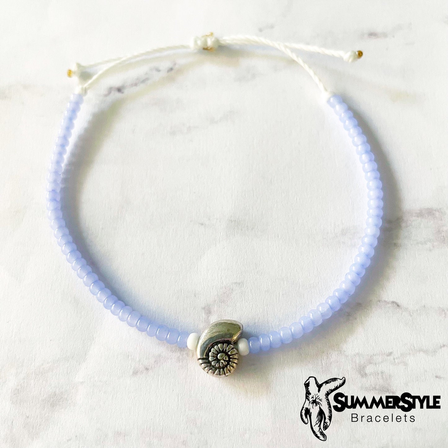 Periwinkle Seashell Adjustable Waterproof Bracelet Pack, Seashell Gift, Swirl Shell Bracelet, Seed Bead Bracelet, SummerStyle Bracelets