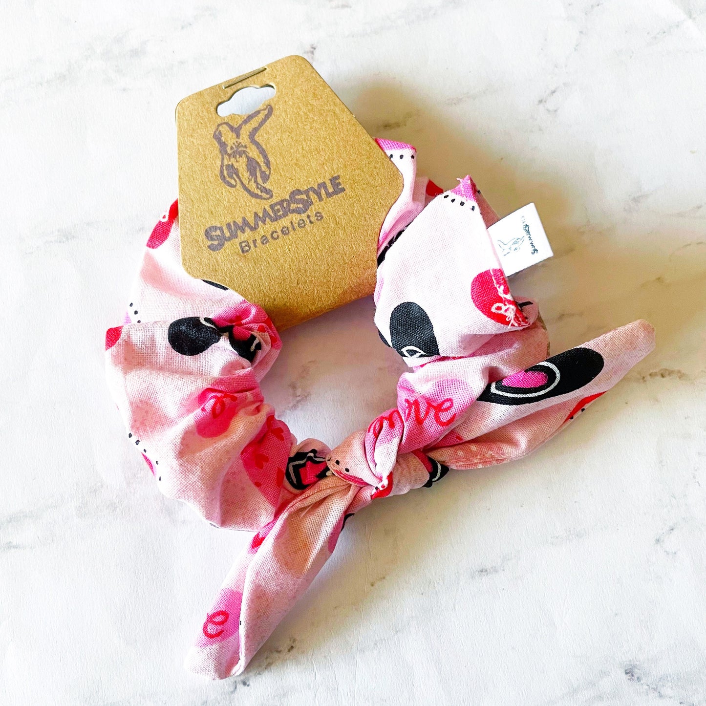 VALENTINE Large Heart Scrunchie, Scrunched Bow Hair Tie, Hair Accessories, Bow Scrunchie, SummerStyle Bracelets