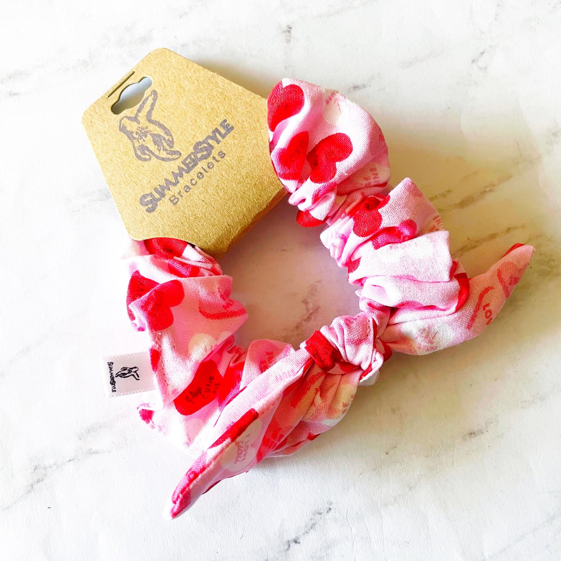 VALENTINE Candy Heart Scrunchie, Scrunched Bow Hair Tie, Hair Accessories, Bow Scrunchie, SummerStyle Bracelets