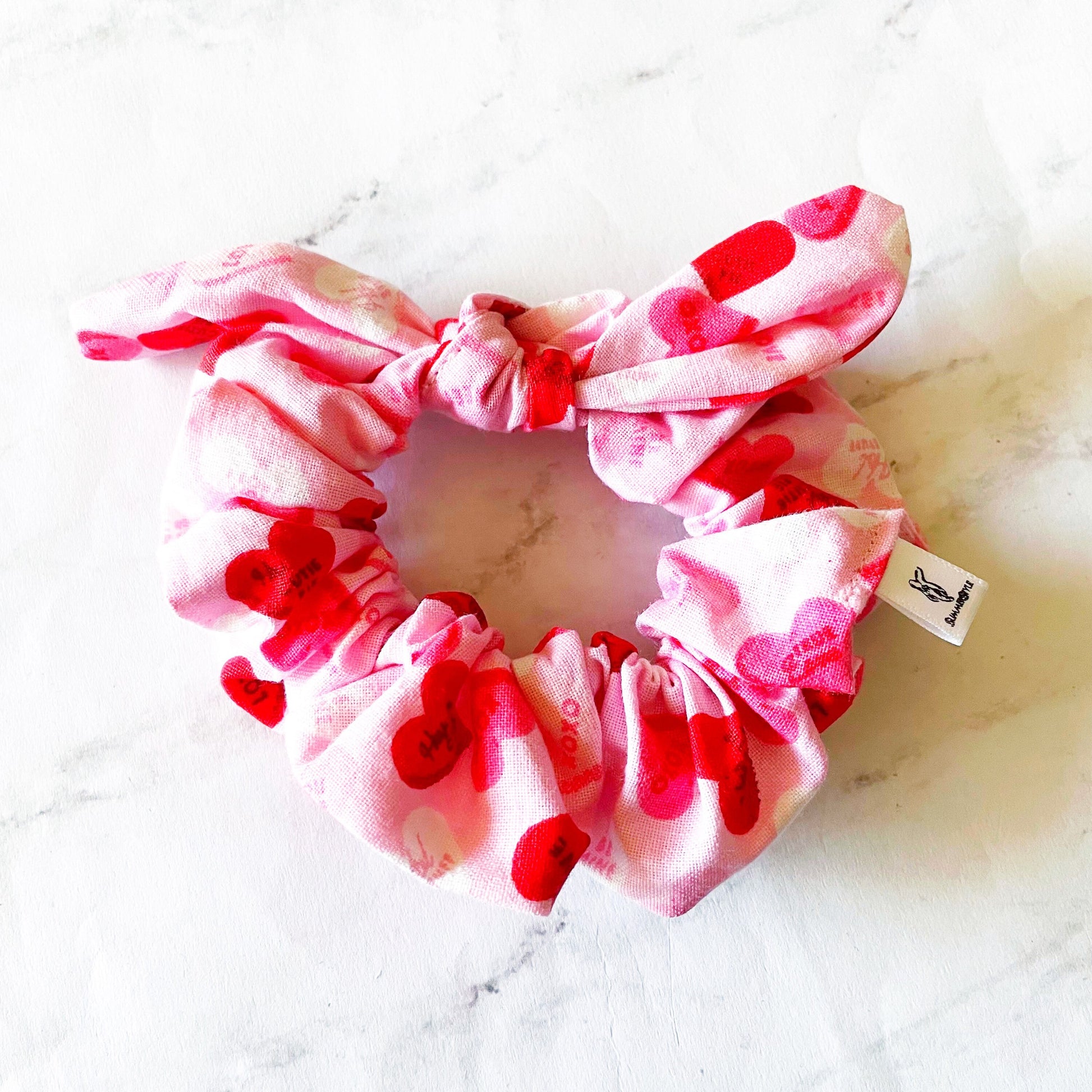 VALENTINE Candy Heart Scrunchie, Scrunched Bow Hair Tie, Hair Accessories, Bow Scrunchie, SummerStyle Bracelets