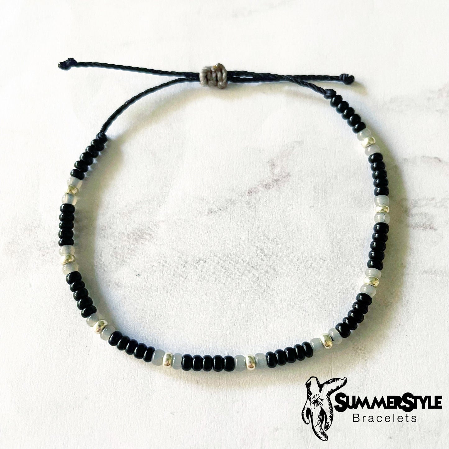 Black & Gray Evil Eye Bracelet Set, Evil Eye Jewelry, Seed Bead Bracelet, SummerStyle Bracelets