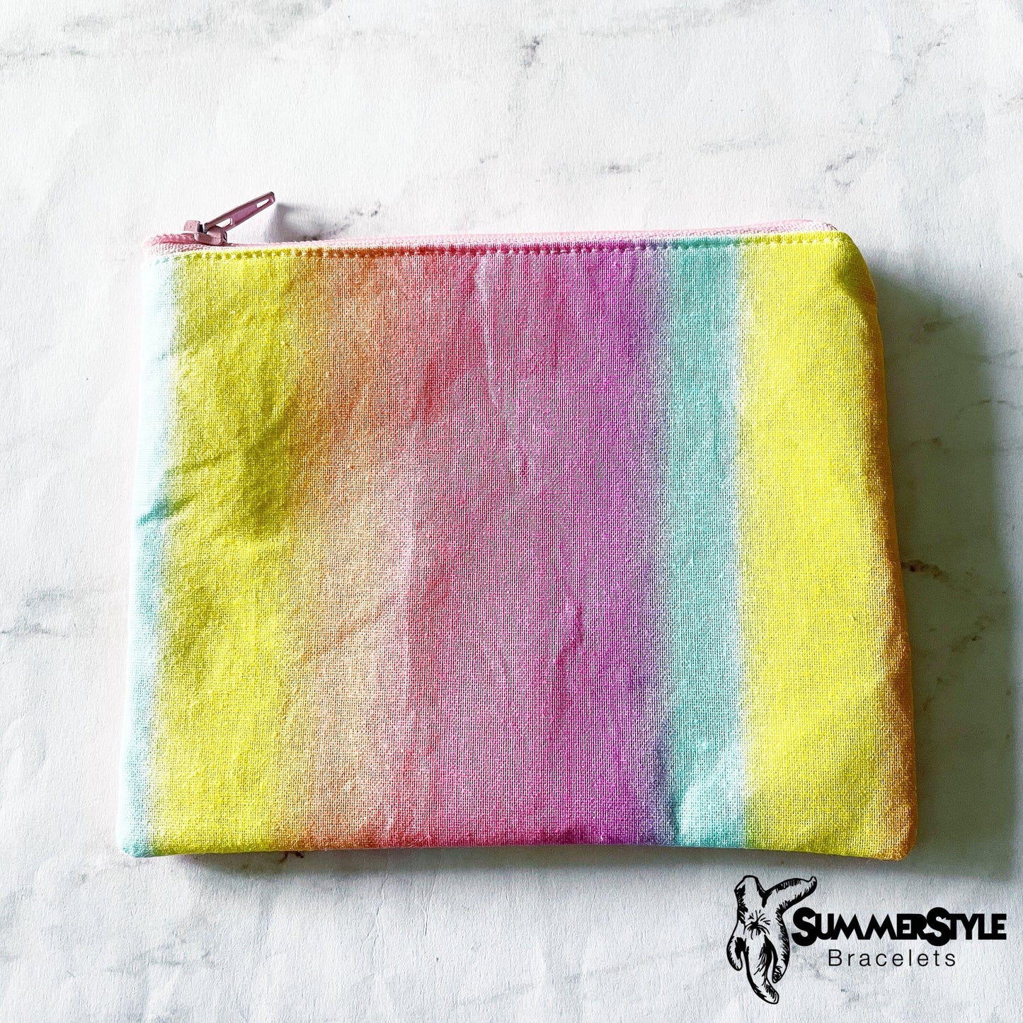 Summer Ombre Stripe Zipper Pouch, Small Travel Bag, Zipper Coin Pouch, Toiletries Pouch, SummerStyle Bracelets